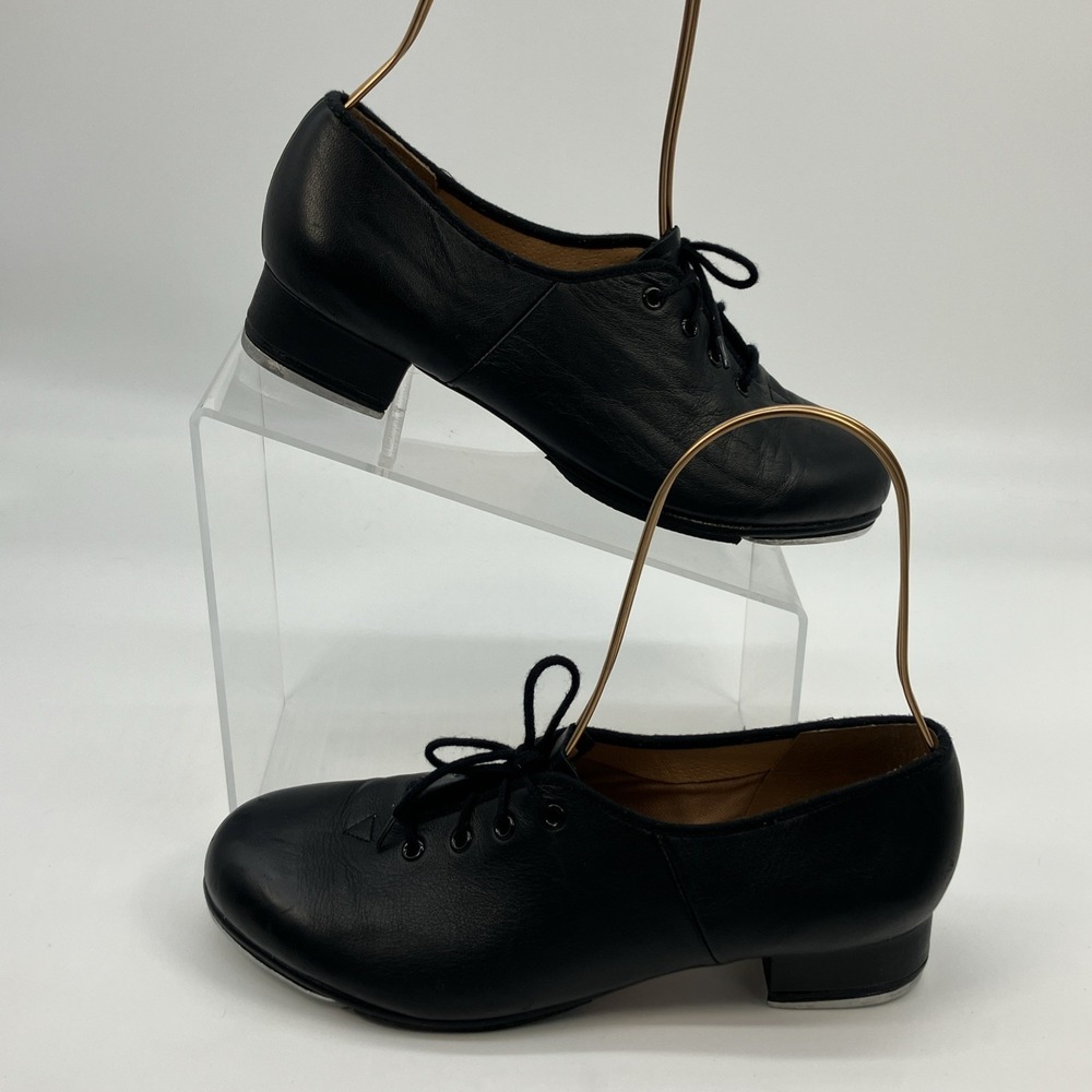 BLOCH Jazz Tap Shoes Black Womens Sz 8 1/2 Techno Taps #1T 3H Toe Heel Dance